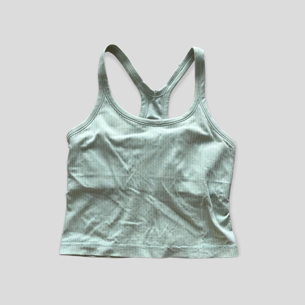 LULULEMON EBB TO STREET SAGE GREEN RIBBED RACERBACK TANK TOP SZ 4